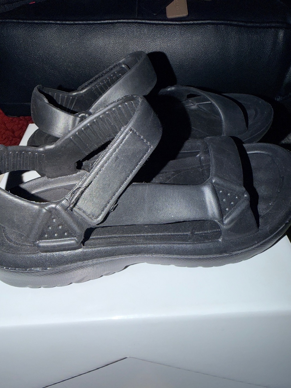 Brand New Rubber Black Sport Sandals with Adjustable Straps size 8